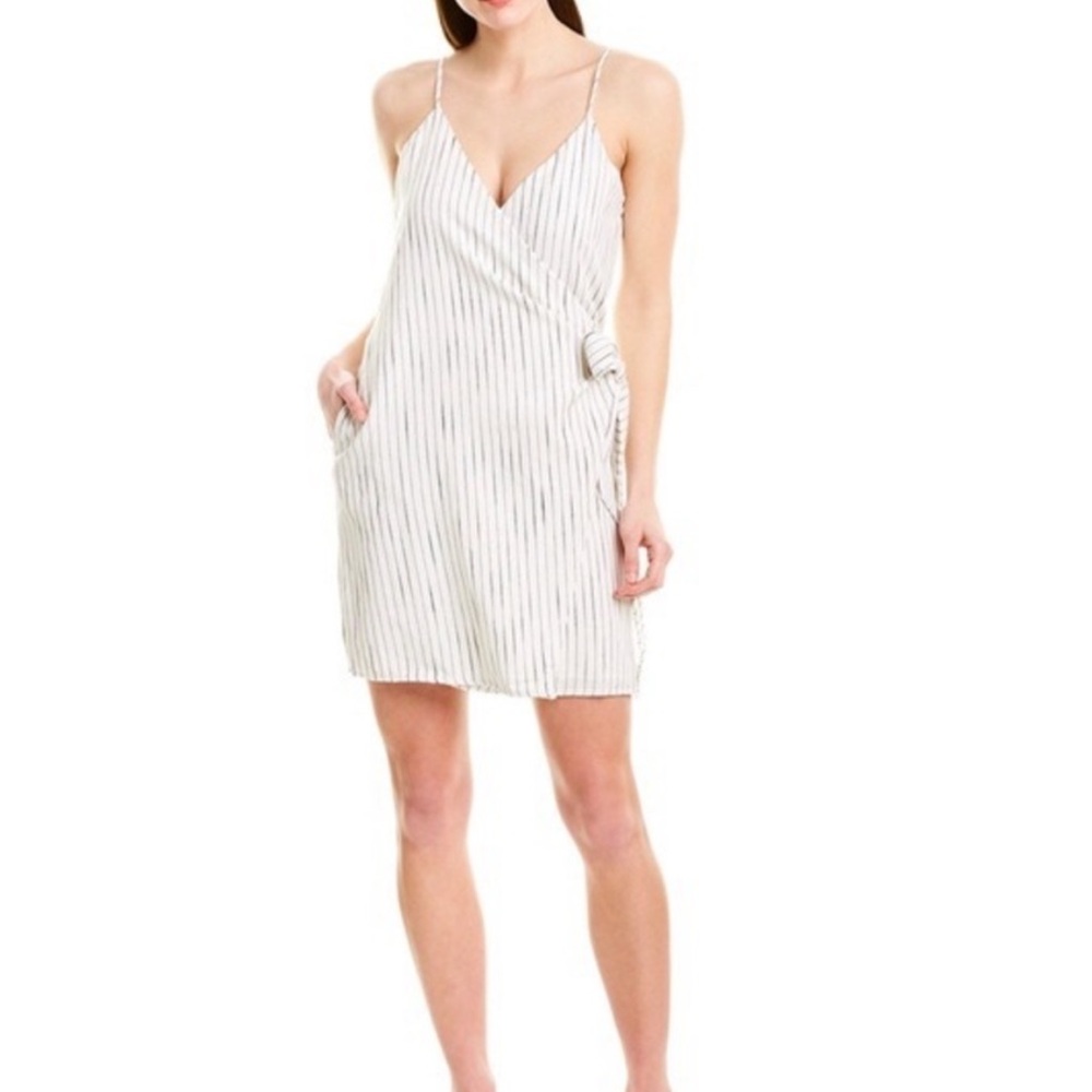Line & Dot vertical striped dress black and white Brand New Linen/Cotton